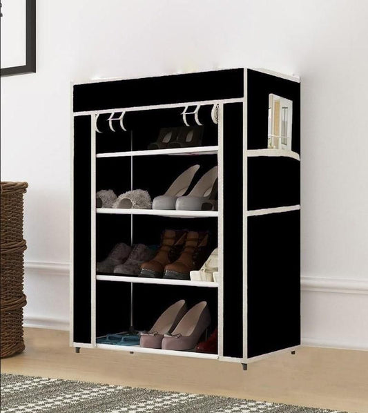 4 Rack Collapsible Wardrobe Cabinet with Shoe Rack – Space Saving Storage Organizer