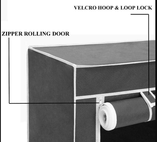4 Rack Collapsible Wardrobe Cabinet with Shoe Rack – Space Saving Storage Organizer