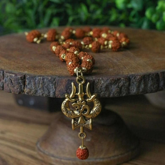 Panchmukhi Rudraksha OM Shiva Trishool Mala – Spiritual Pendant for Men